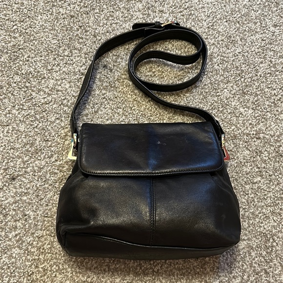 Tignanello Bags Tignanello Black Crossbody Bag Purse Saddle Fold